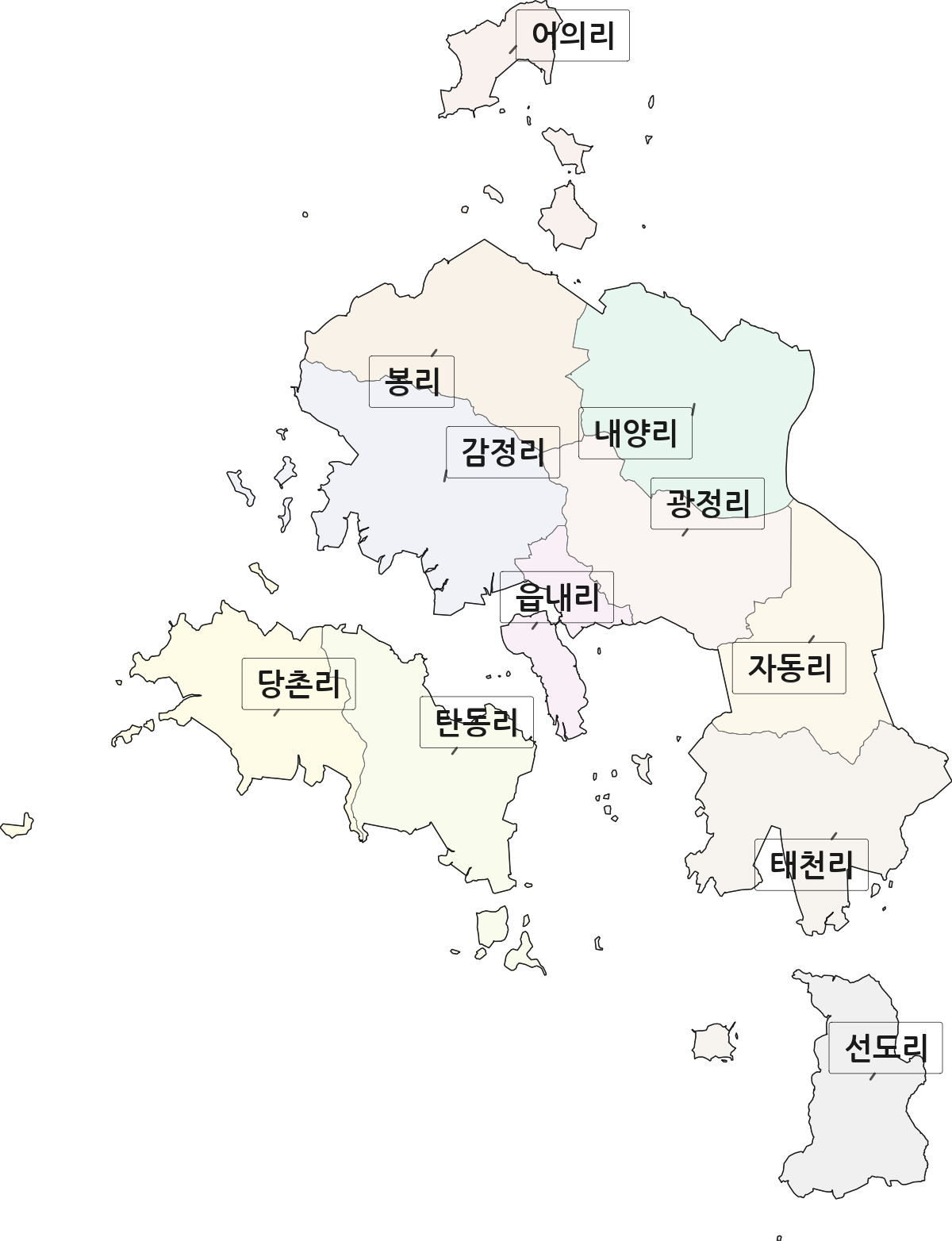 전라남도 신안군 지도읍 법정동 리 구분 행정구역 경계 지도