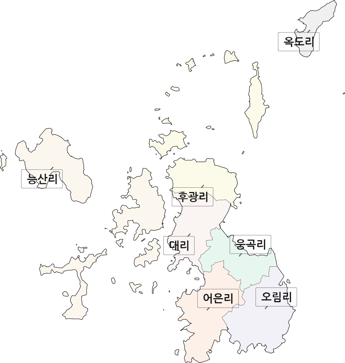 전라남도 신안군 하의면 법정동 리 구분 행정구역 경계 지도