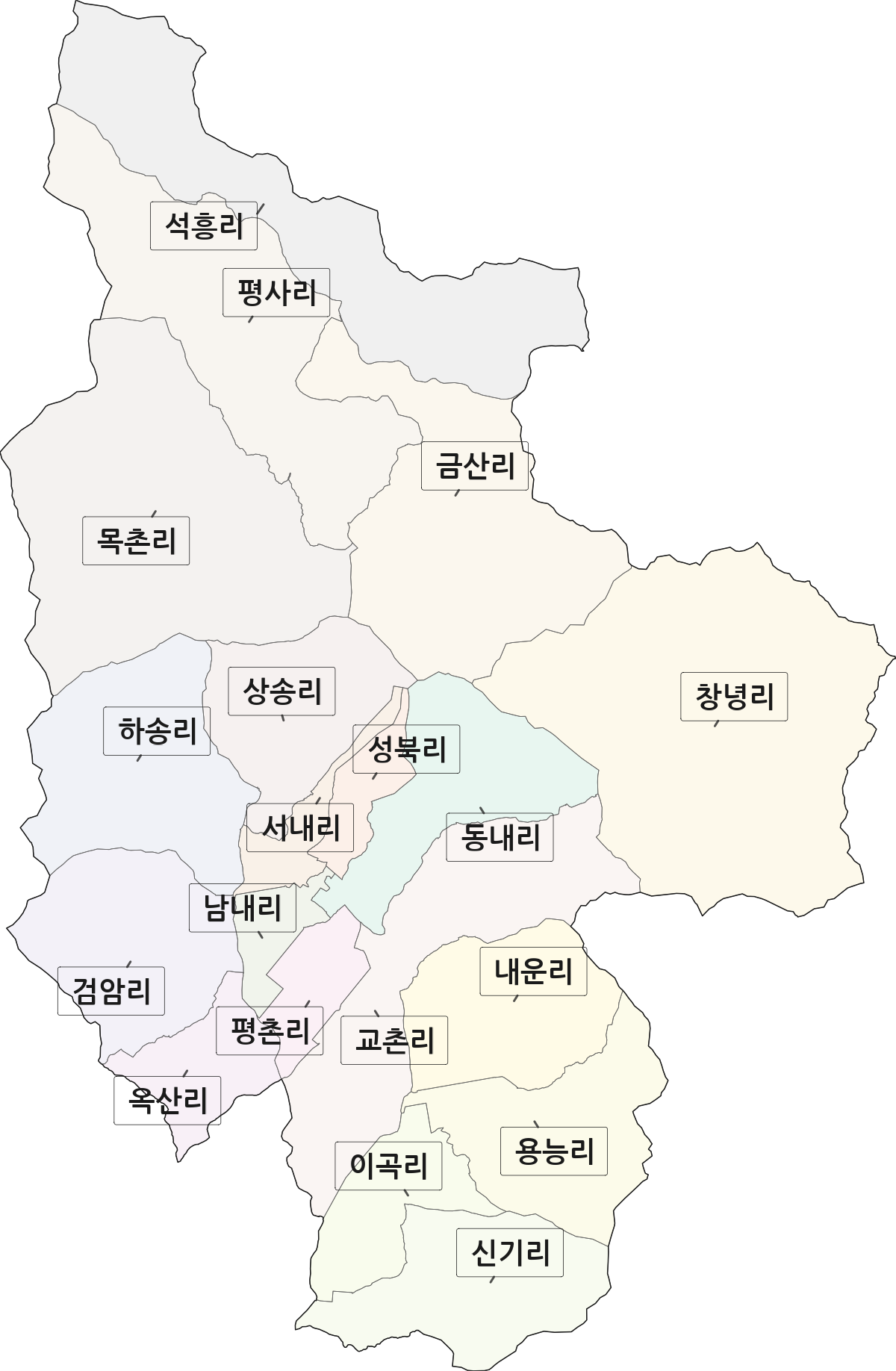 전라남도 순천시 낙안면 법정동 리 구분 행정구역 경계 지도