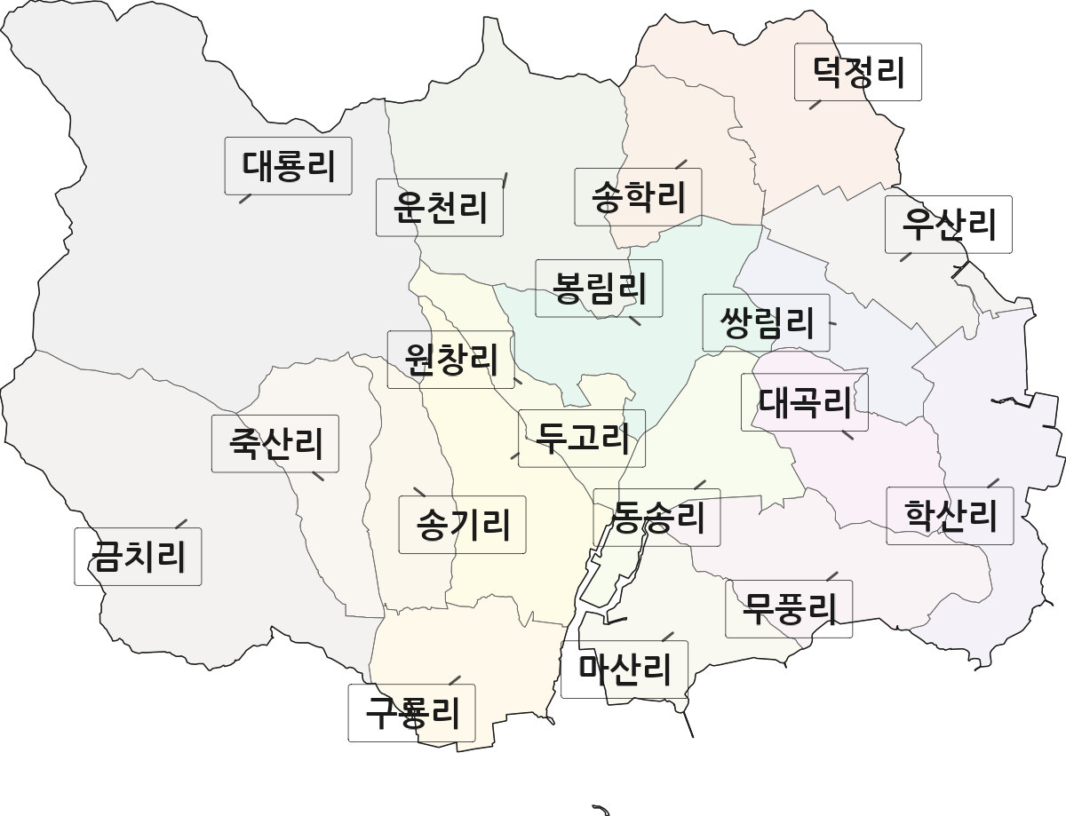 전라남도 순천시 별량면 법정동 리 구분 행정구역 경계 지도
