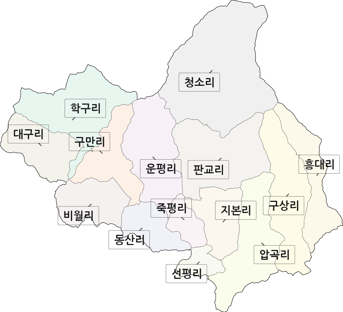 전라남도 순천시 서면 법정동 리 구분 행정구역 경계 지도