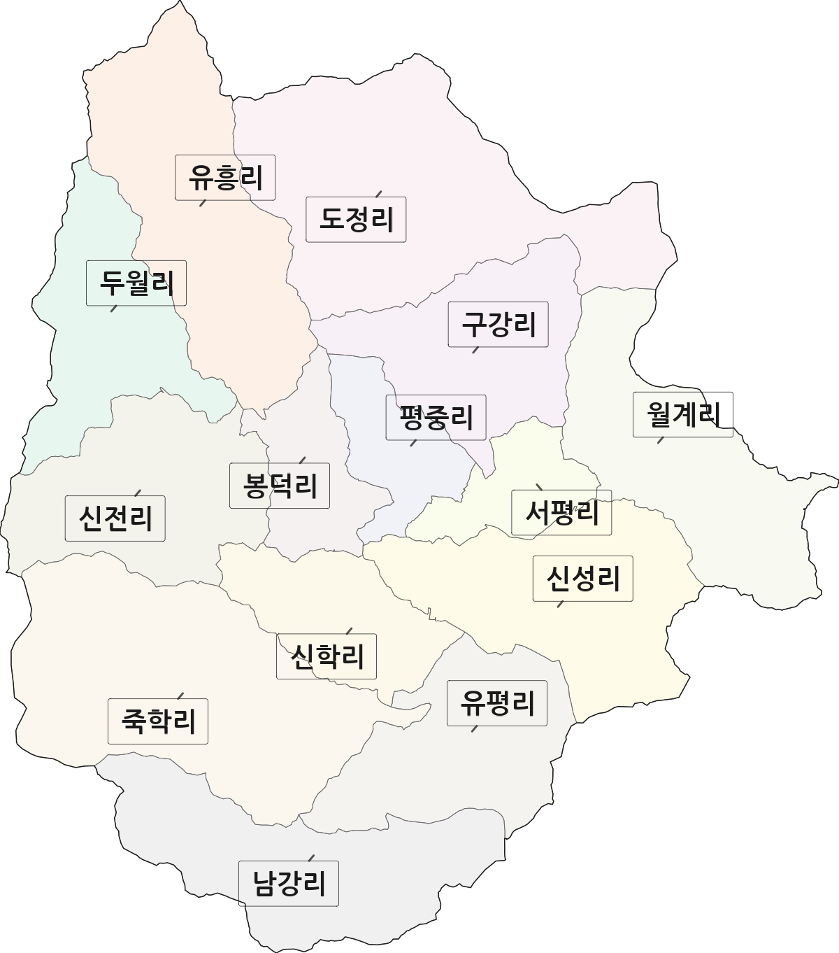 전라남도 순천시 승주읍 법정동 리 구분 행정구역 경계 지도