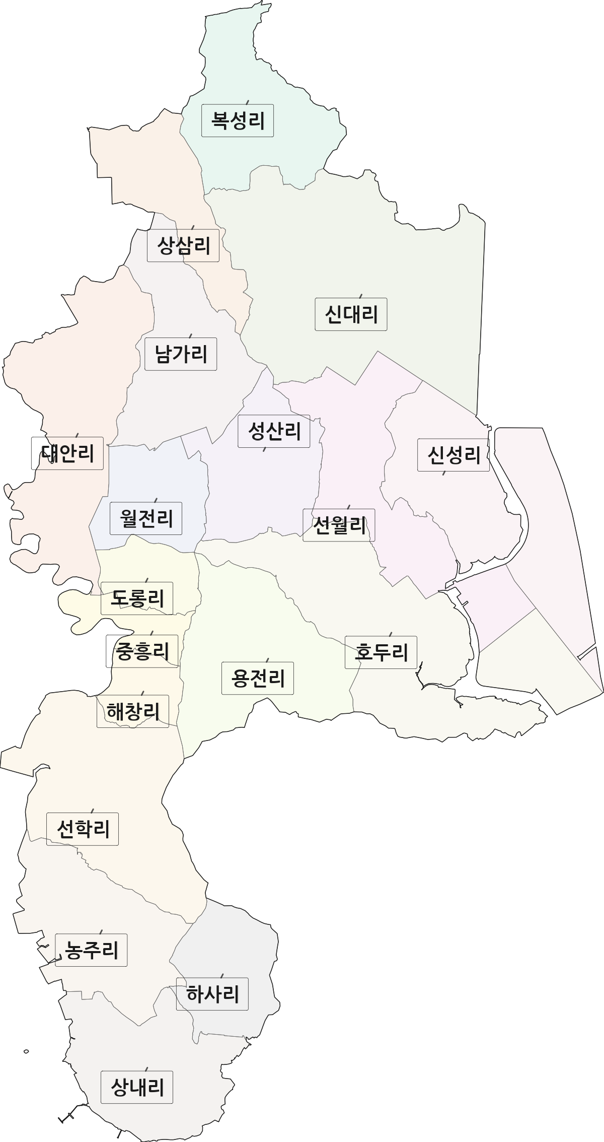 전라남도 순천시 해룡면 법정동 리 구분 행정구역 경계 지도