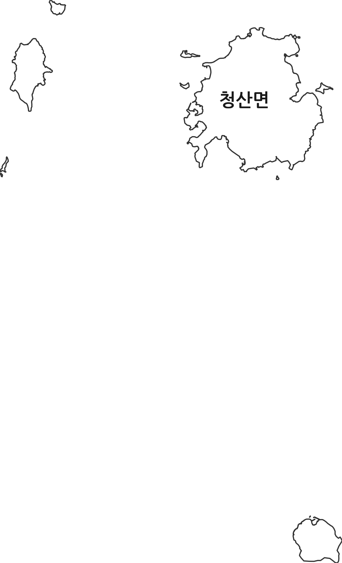전라남도 완도군 청산면 행정동 행정구역 경계 지도
