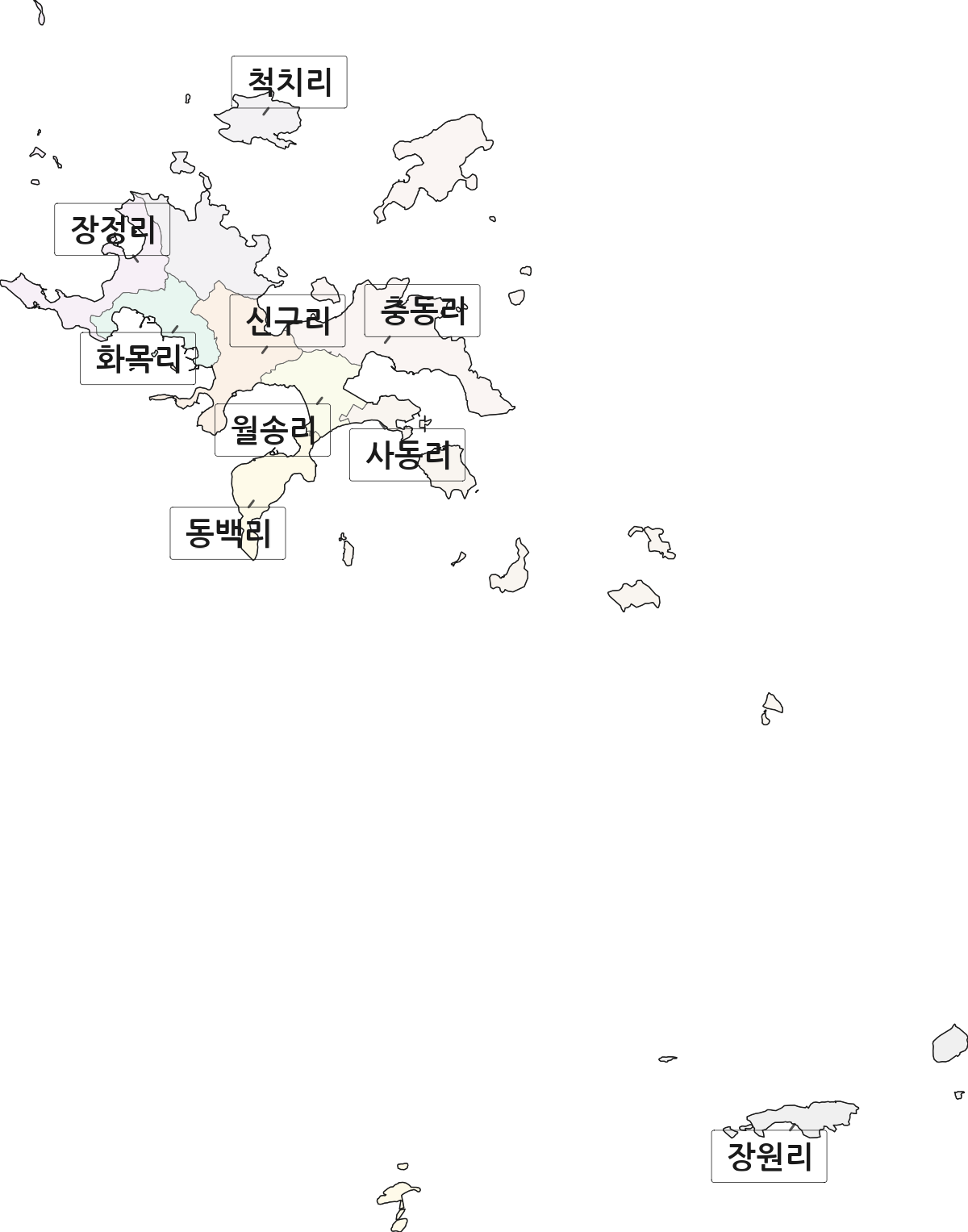 전라남도 완도군 금일읍 법정동 리 구분 행정구역 경계 지도