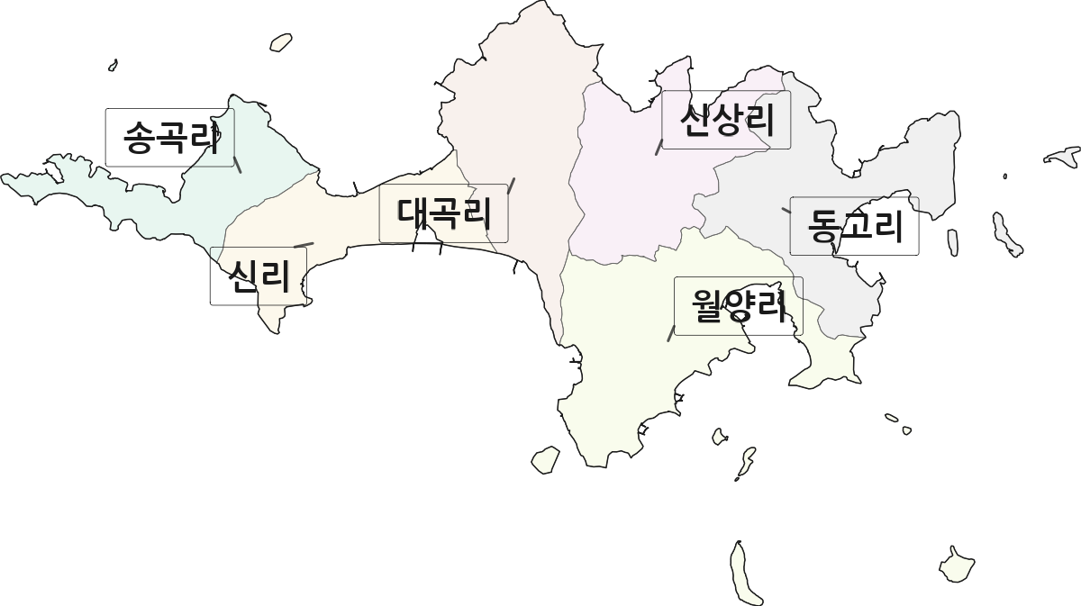 전라남도 완도군 신지면 법정동 리 구분 행정구역 경계 지도