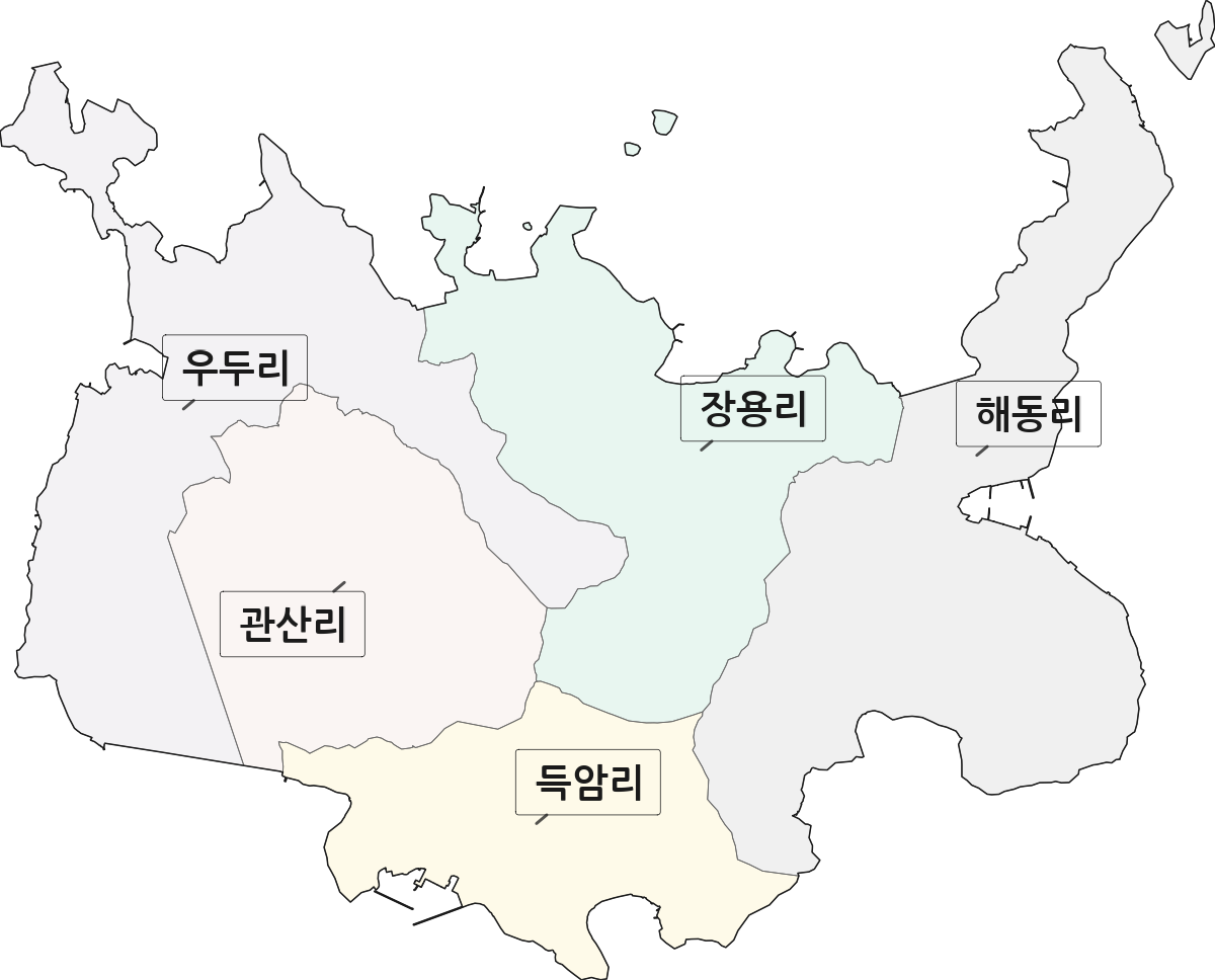전라남도 완도군 약산면 법정동 리 구분 행정구역 경계 지도
