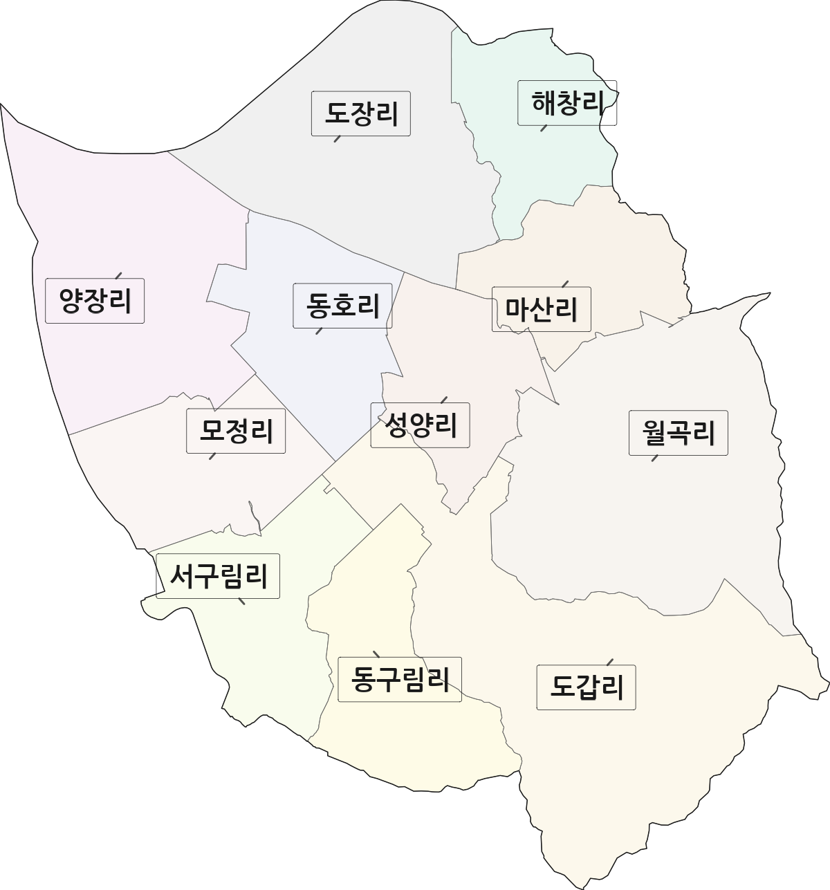 전라남도 영암군 군서면 법정동 리 구분 행정구역 경계 지도