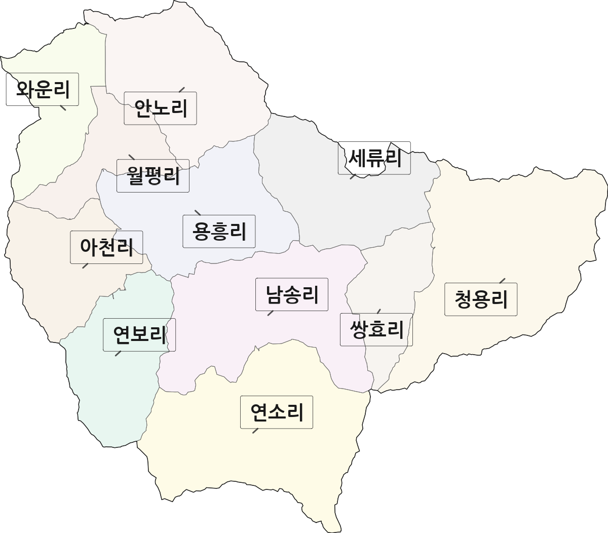 전라남도 영암군 금정면 법정동 리 구분 행정구역 경계 지도