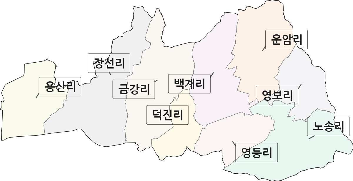 전라남도 영암군 덕진면 법정동 리 구분 행정구역 경계 지도
