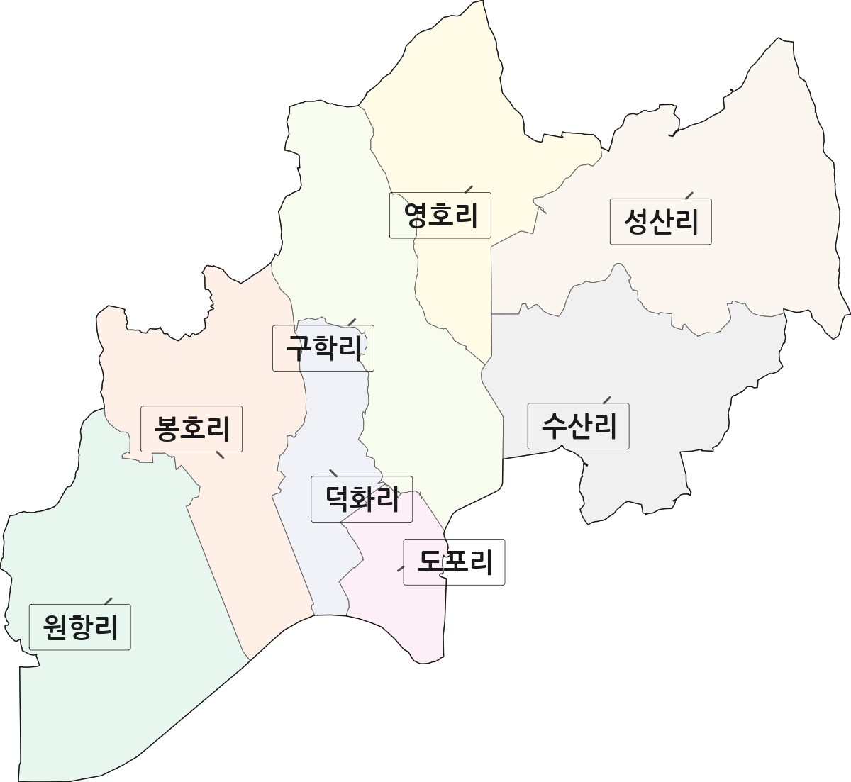 전라남도 영암군 도포면 법정동 리 구분 행정구역 경계 지도