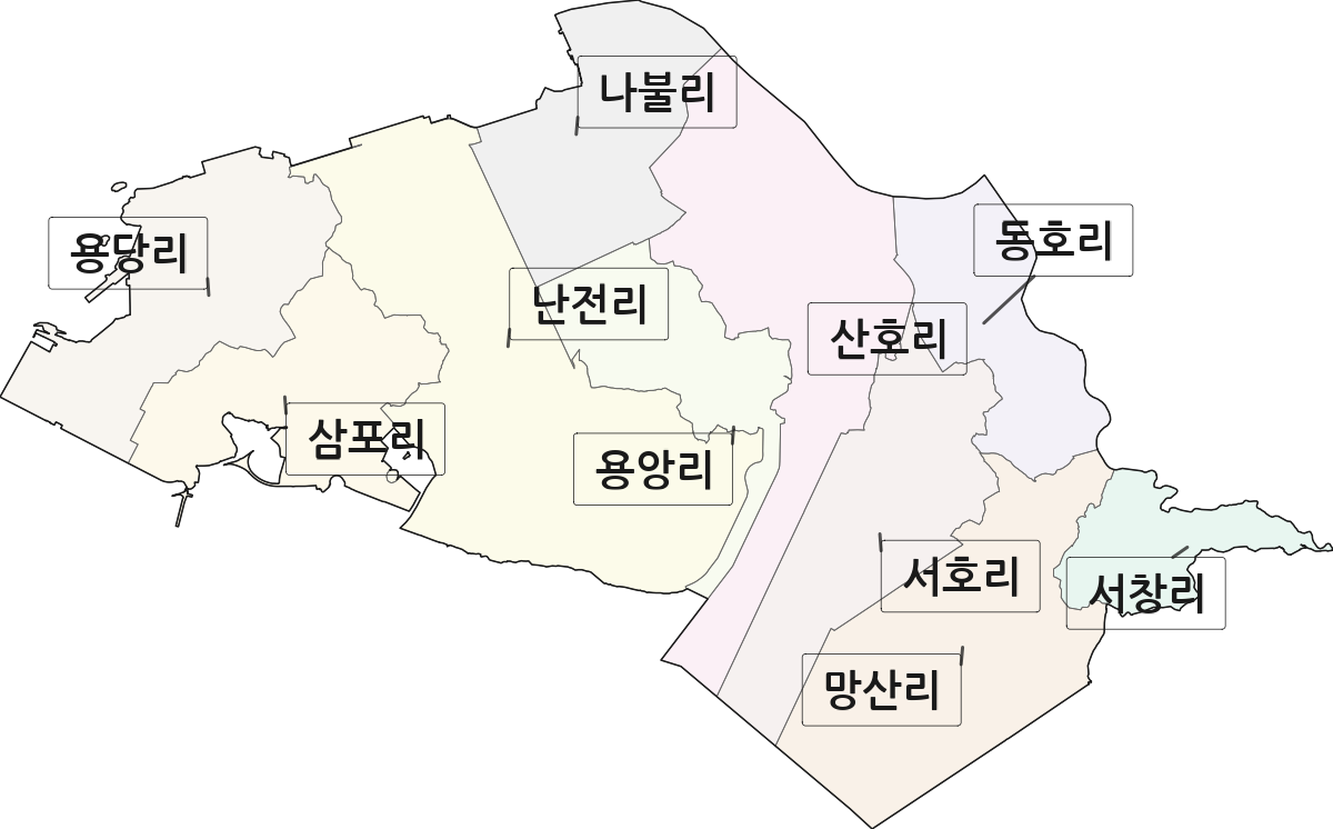 전라남도 영암군 삼호읍 법정동 리 구분 행정구역 경계 지도