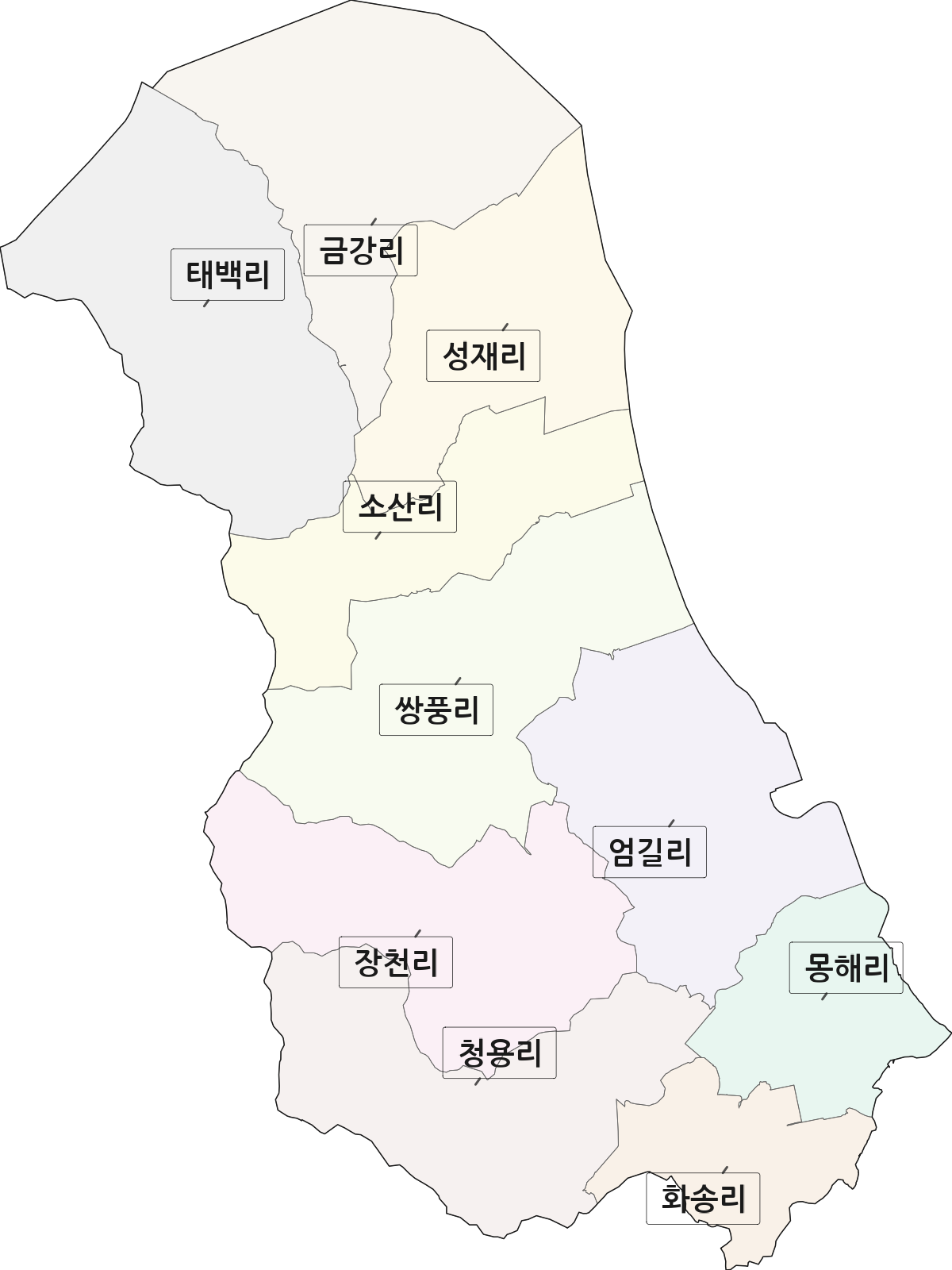 전라남도 영암군 서호면 법정동 리 구분 행정구역 경계 지도