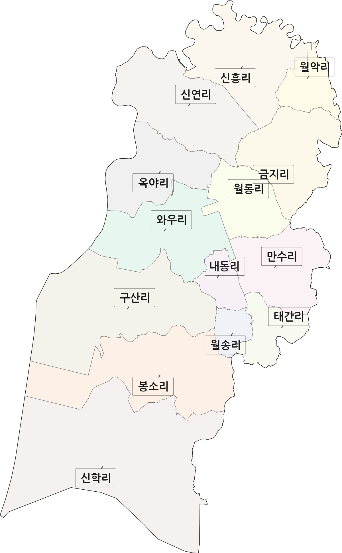 전라남도 영암군 시종면 법정동 리 구분 행정구역 경계 지도