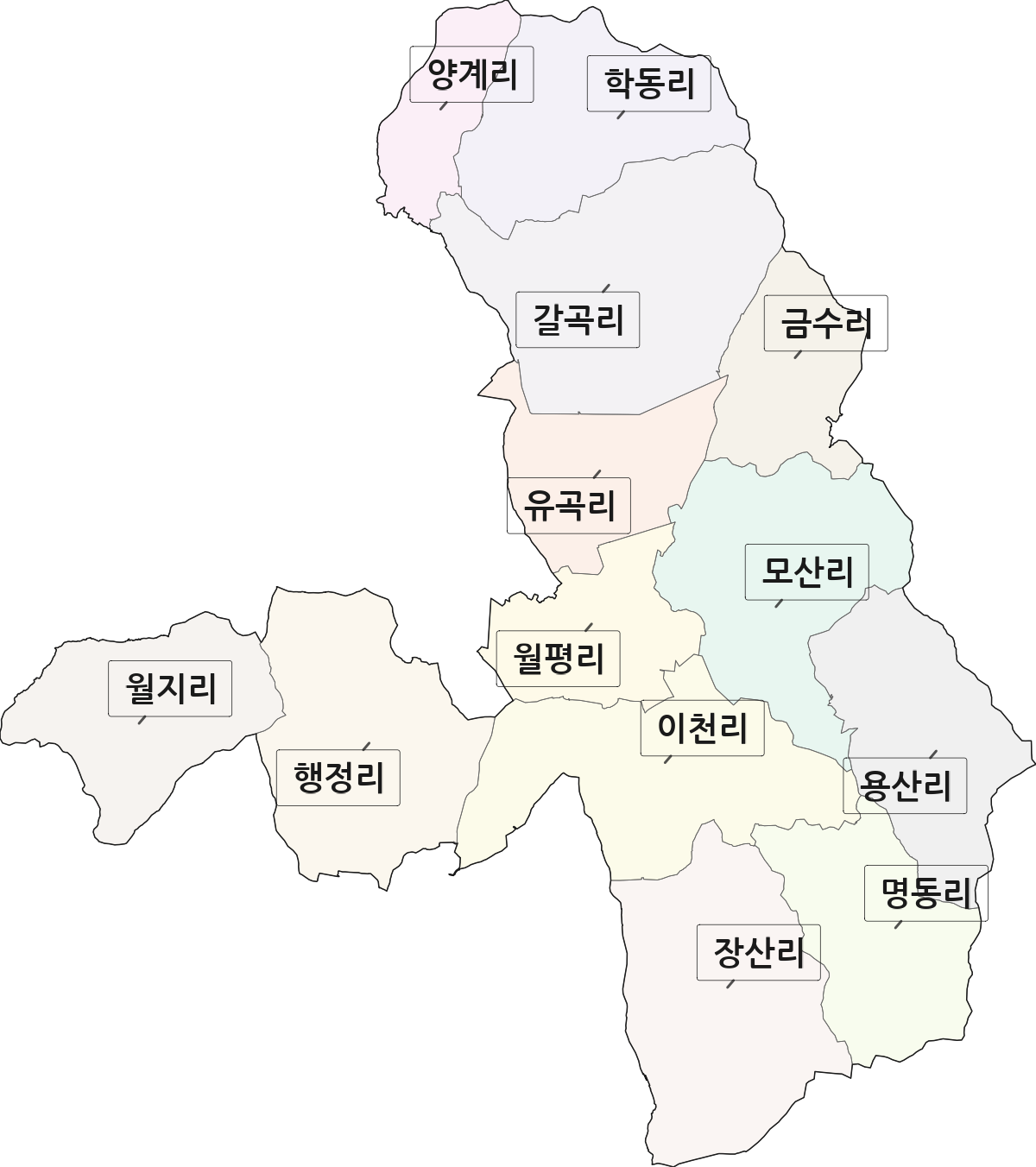 전라남도 영암군 신북면 법정동 리 구분 행정구역 경계 지도