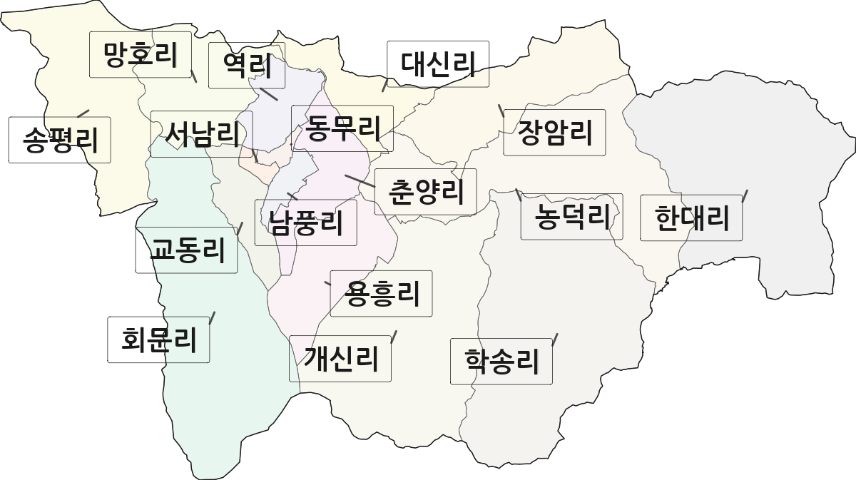 전라남도 영암군 영암읍 법정동 리 구분 행정구역 경계 지도
