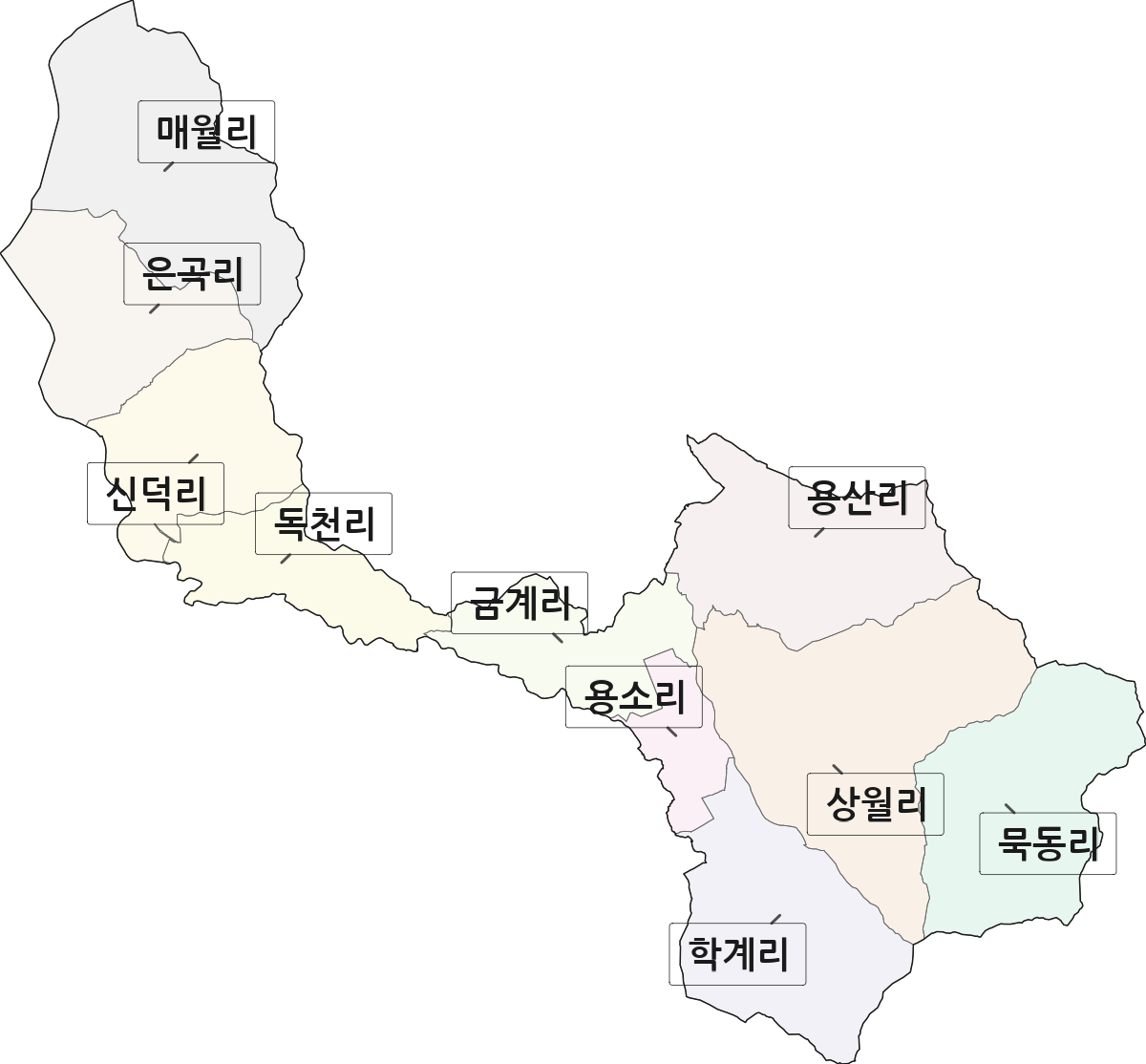 전라남도 영암군 학산면 법정동 리 구분 행정구역 경계 지도