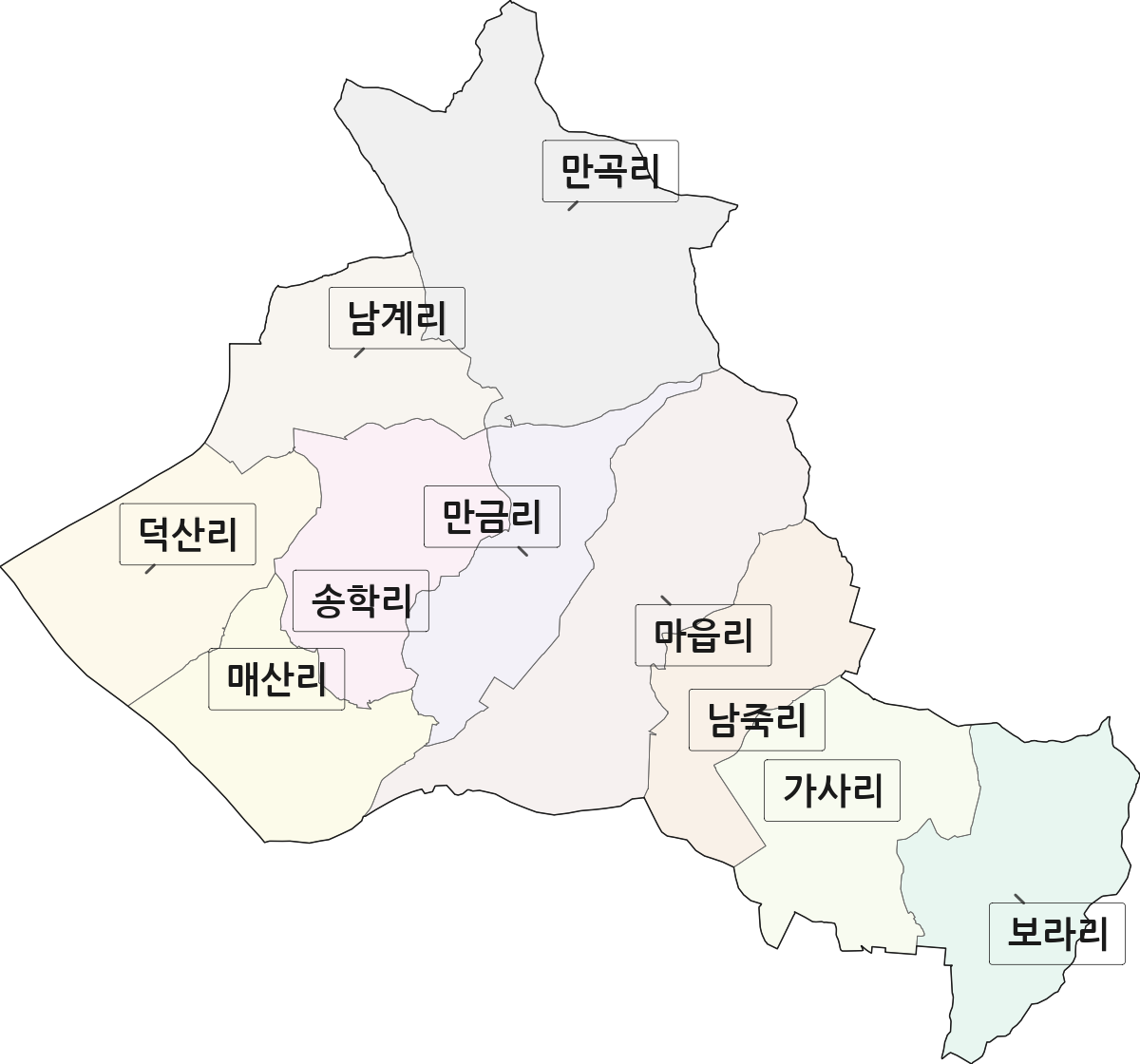 전라남도 영광군 군서면 법정동 리 구분 행정구역 경계 지도