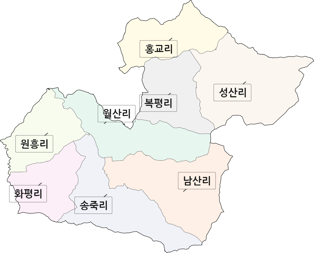 전라남도 영광군 대마면 법정동 리 구분 행정구역 경계 지도