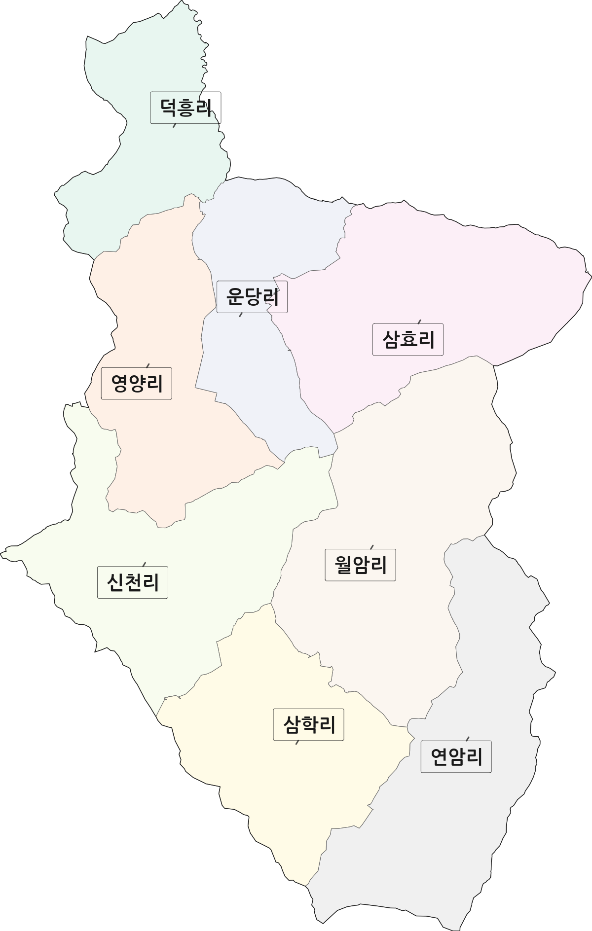 전라남도 영광군 묘량면 법정동 리 구분 행정구역 경계 지도