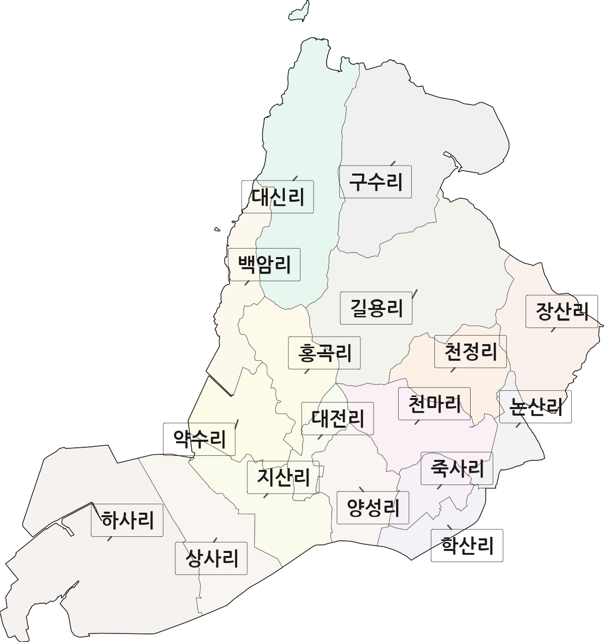 전라남도 영광군 백수읍 법정동 리 구분 행정구역 경계 지도