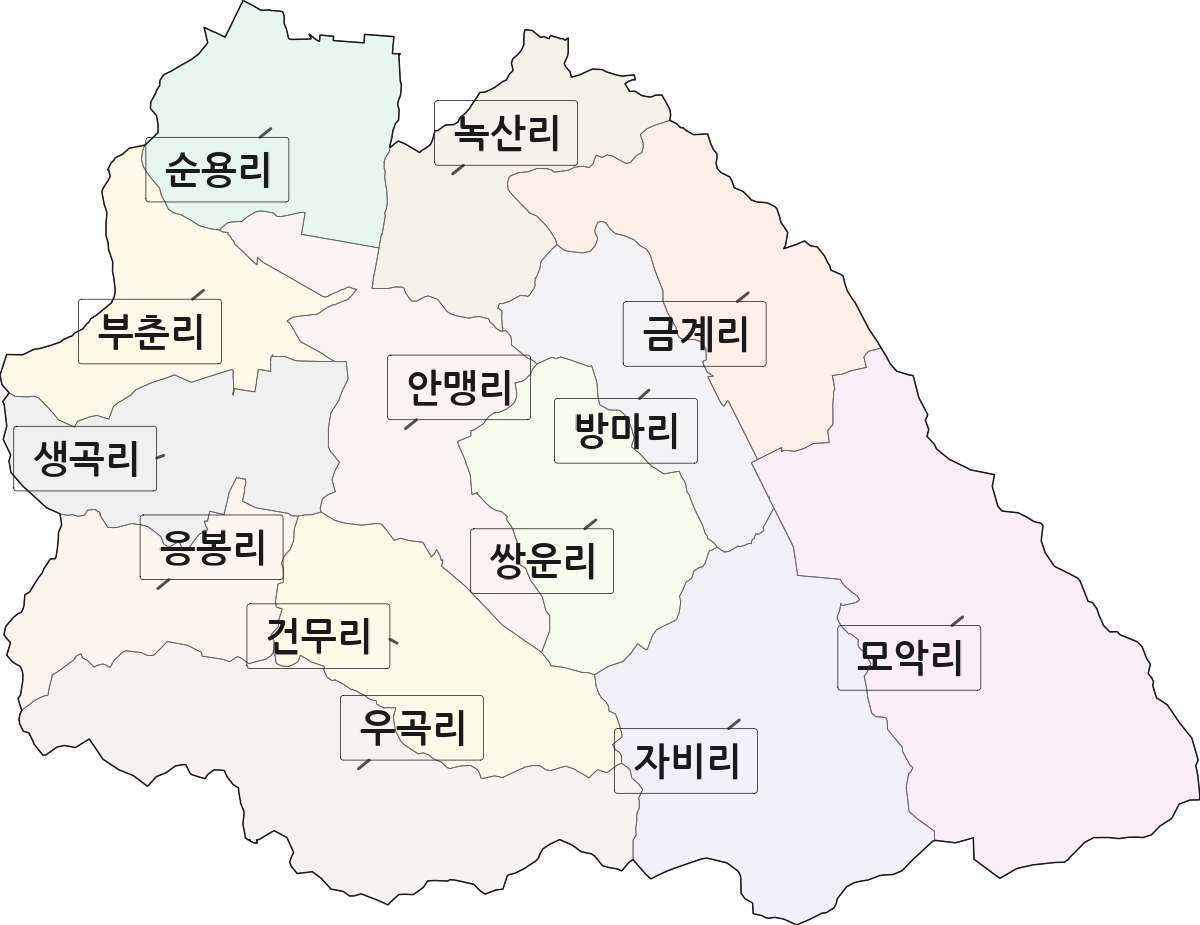 전라남도 영광군 불갑면 법정동 리 구분 행정구역 경계 지도