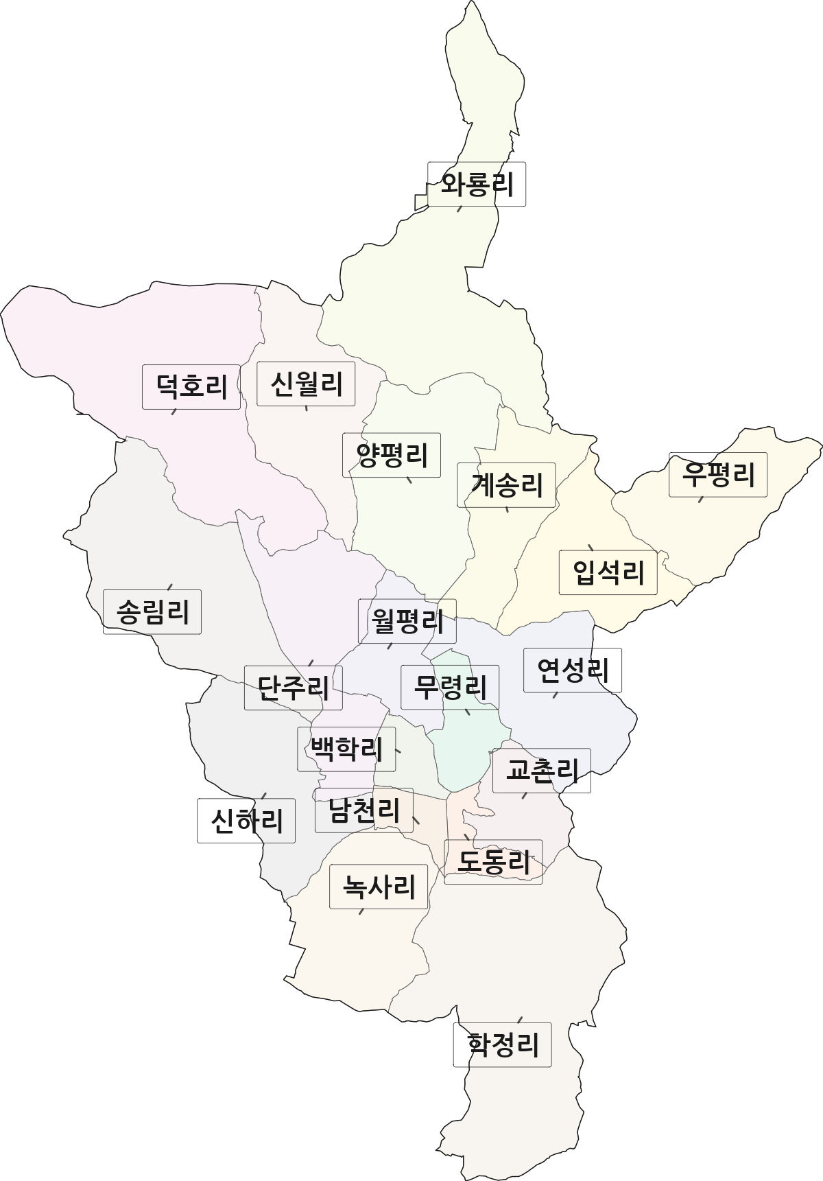 전라남도 영광군 영광읍 법정동 리 구분 행정구역 경계 지도
