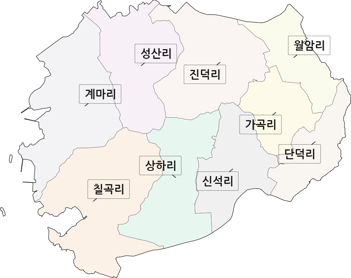 전라남도 영광군 홍농읍 법정동 리 구분 행정구역 경계 지도