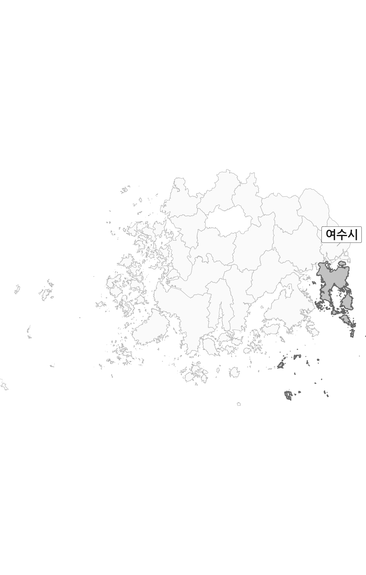 전라남도 범위 내 여수시 행정구역 경계 지도
