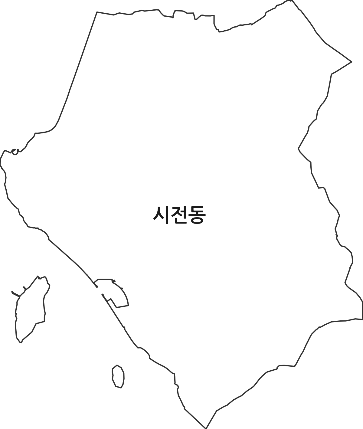 전라남도 여수시 시전동 행정동 행정구역 경계 지도
