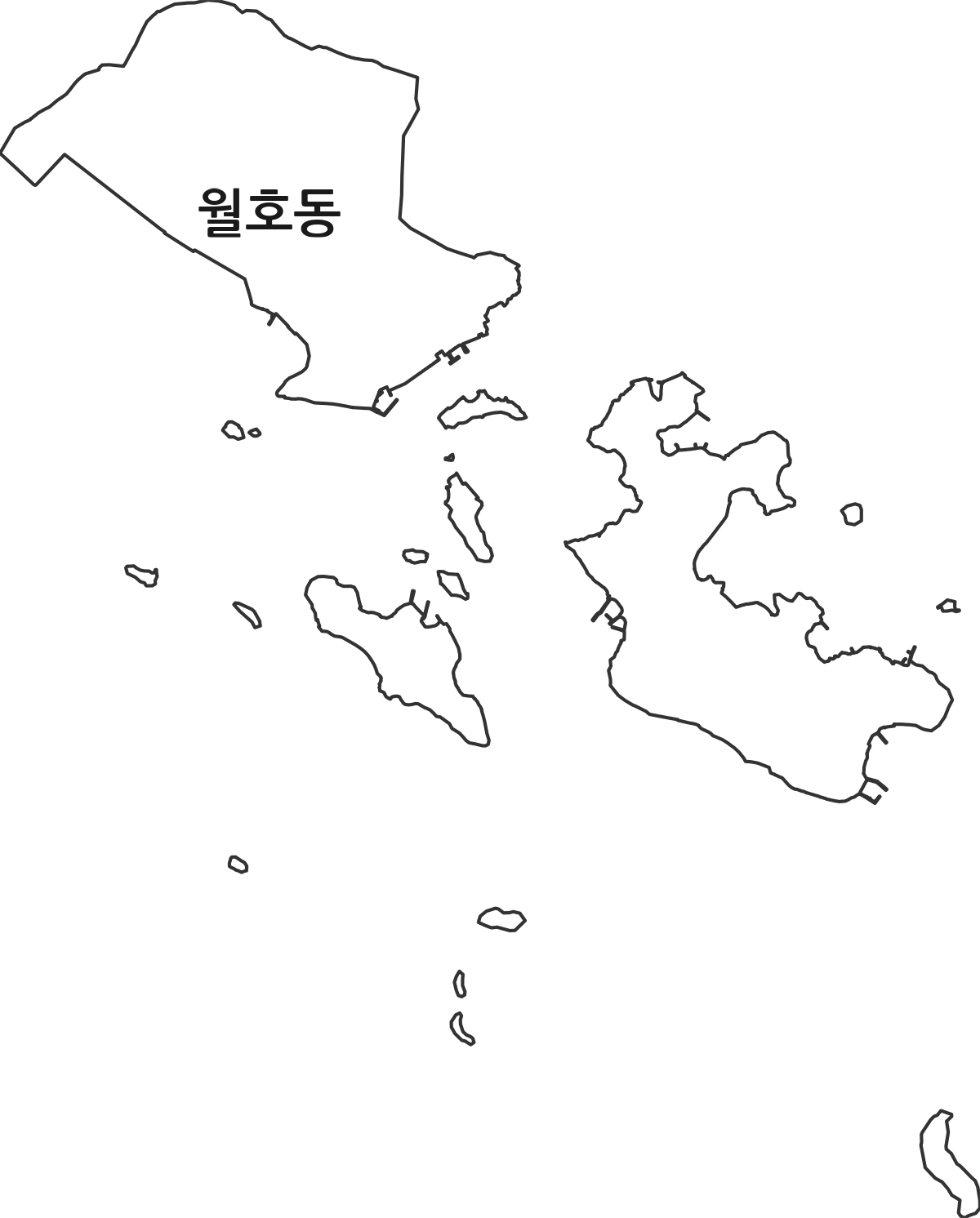 전라남도 여수시 월호동 행정동 행정구역 경계 지도