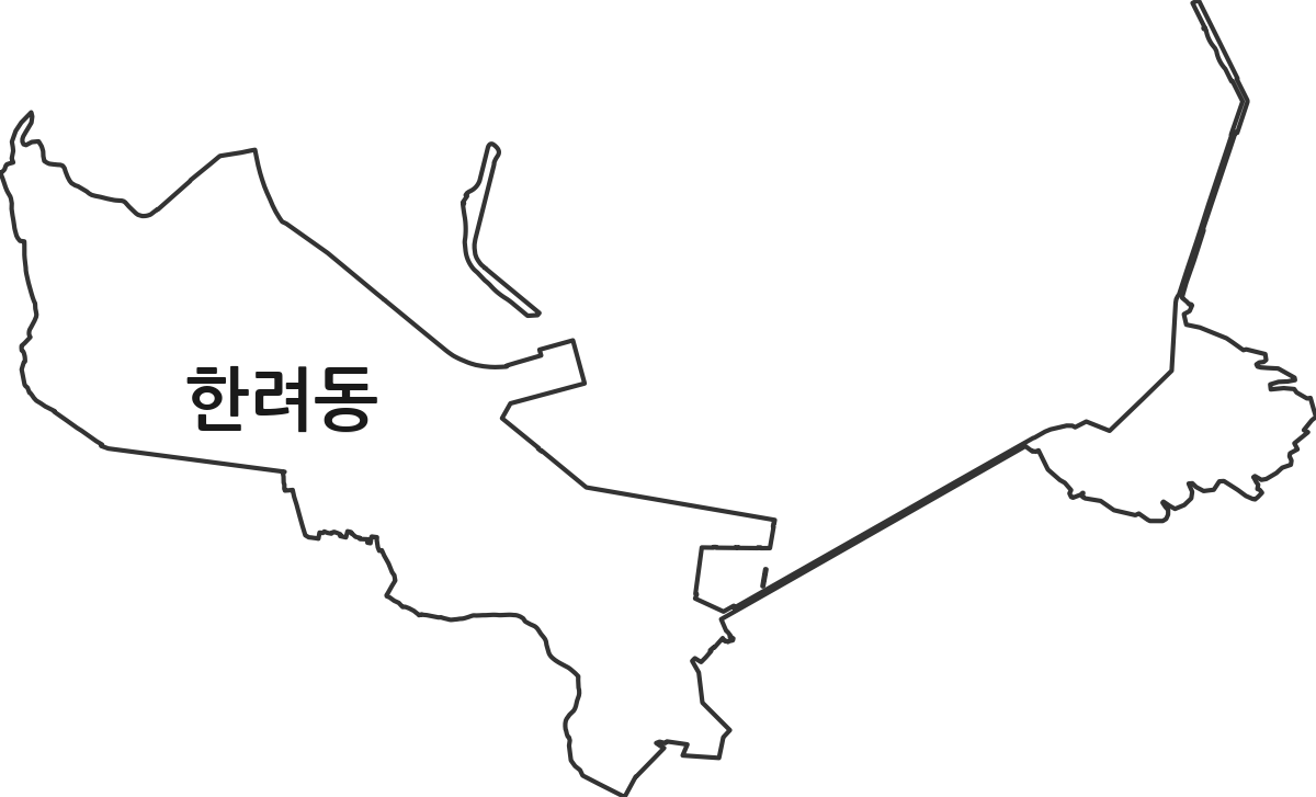 전라남도 여수시 한려동 행정동 행정구역 경계 지도