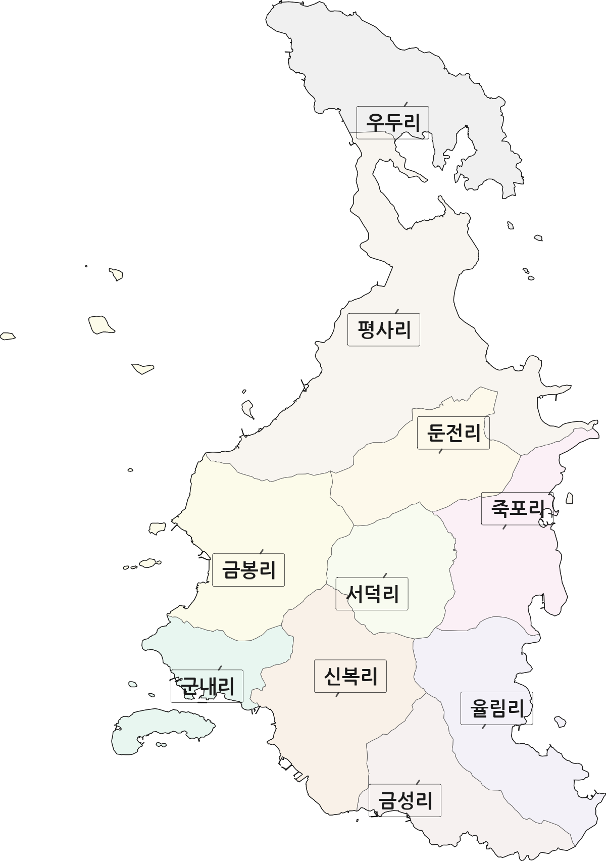 전라남도 여수시 돌산읍 법정동 리 구분 행정구역 경계 지도