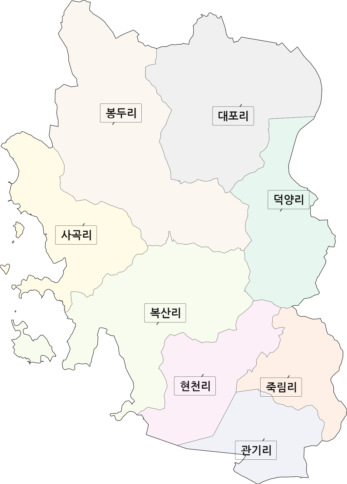 전라남도 여수시 소라면 법정동 리 구분 행정구역 경계 지도