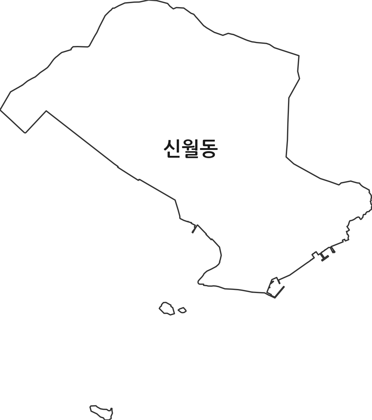 전라남도 여수시 신월동 법정동 행정구역 경계 지도