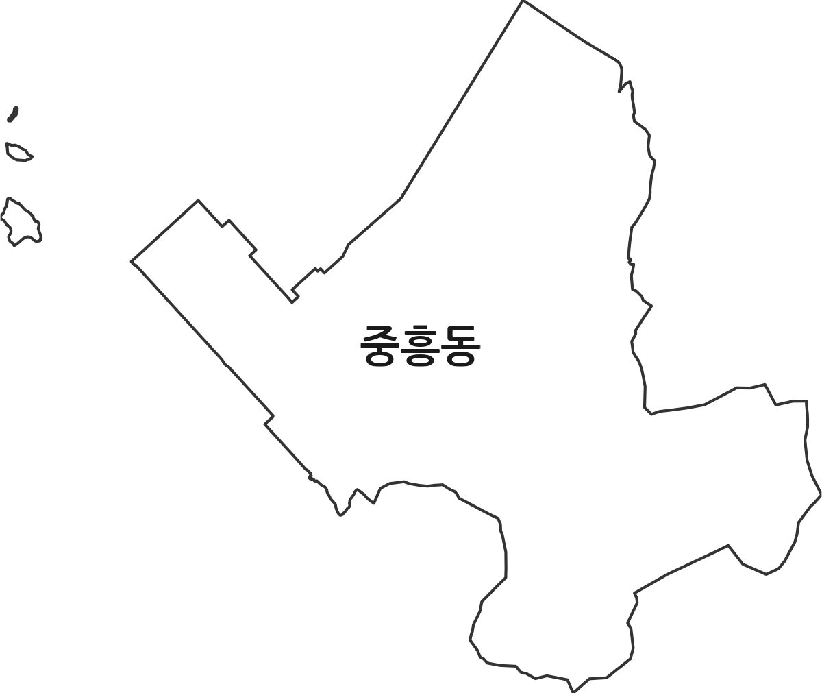 전라남도 여수시 중흥동 법정동 행정구역 경계 지도
