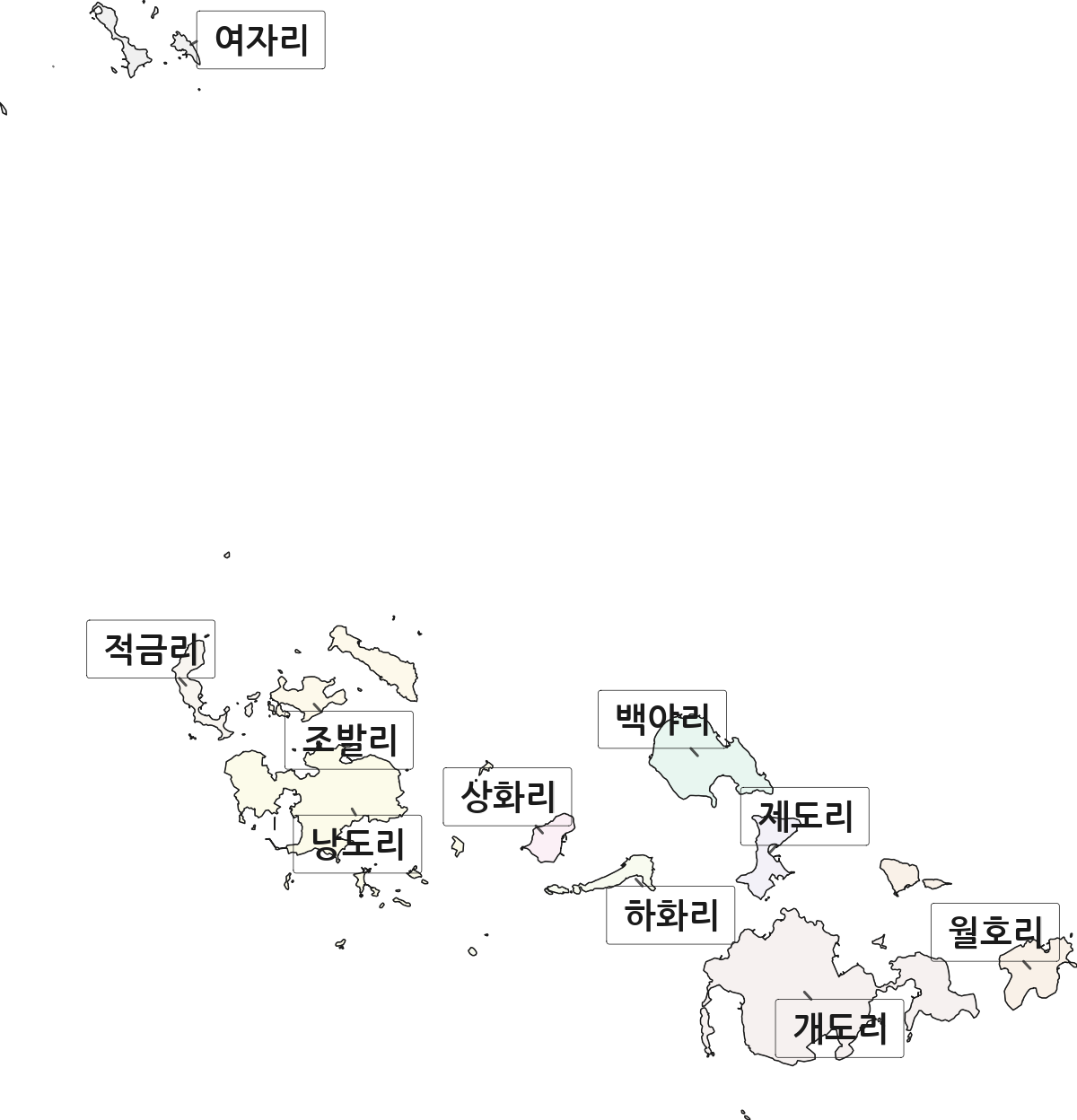 전라남도 여수시 화정면 법정동 리 구분 행정구역 경계 지도