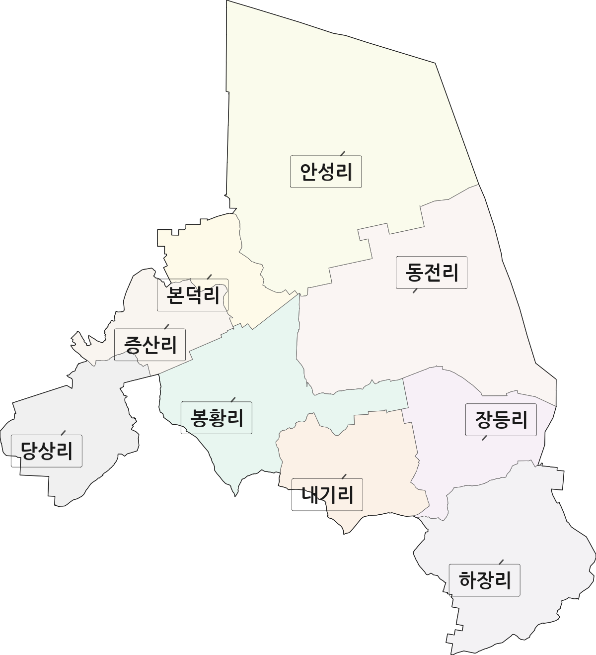 전북특별자치도 부안군 동진면 법정동 리 구분 행정구역 경계 지도