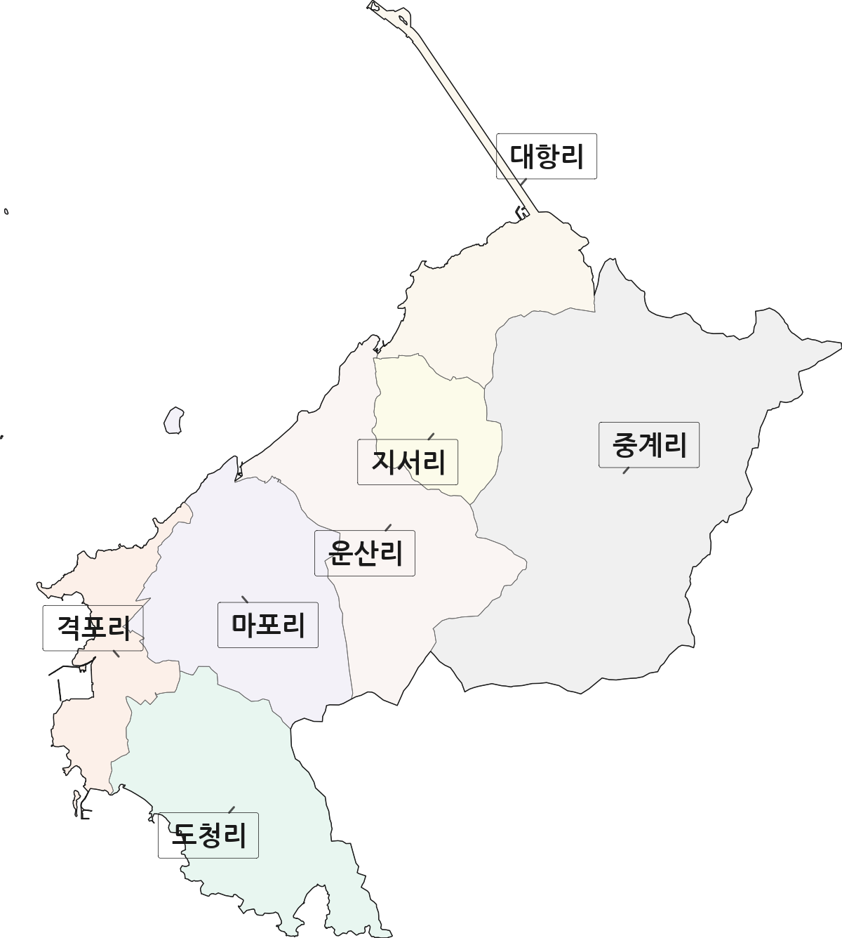 전북특별자치도 부안군 변산면 법정동 리 구분 행정구역 경계 지도