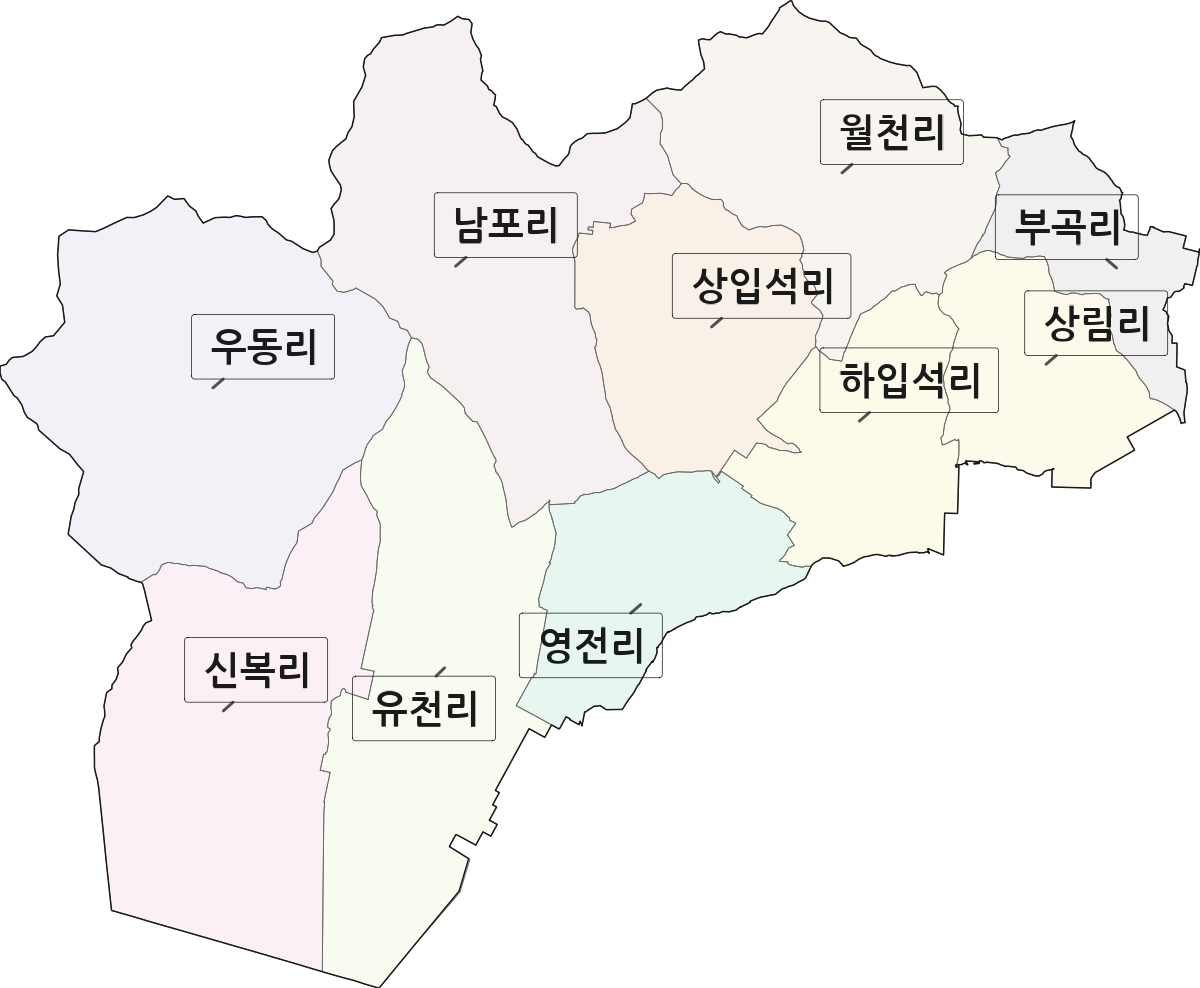 전북특별자치도 부안군 보안면 법정동 리 구분 행정구역 경계 지도