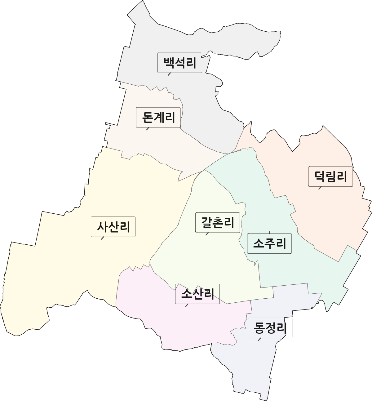 전북특별자치도 부안군 주산면 법정동 리 구분 행정구역 경계 지도