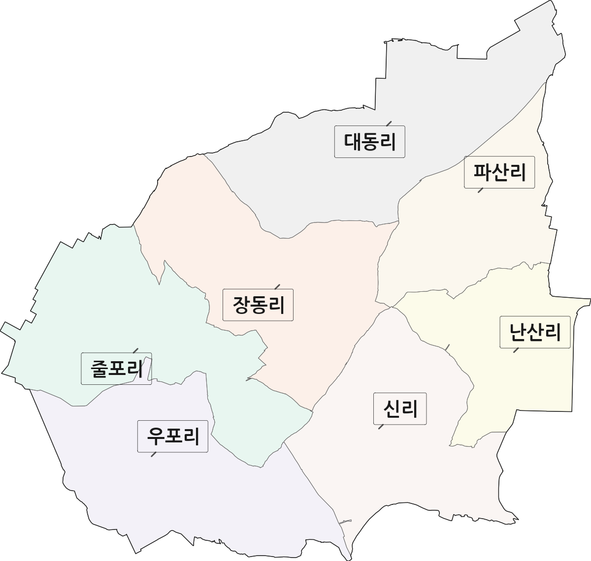 전북특별자치도 부안군 줄포면 법정동 리 구분 행정구역 경계 지도