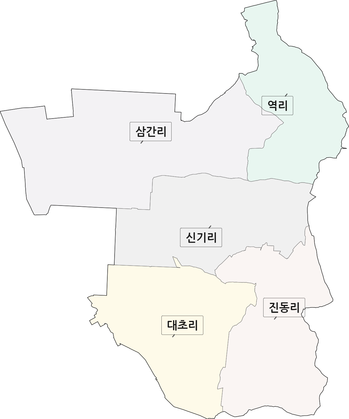 전북특별자치도 부안군 행안면 법정동 리 구분 행정구역 경계 지도