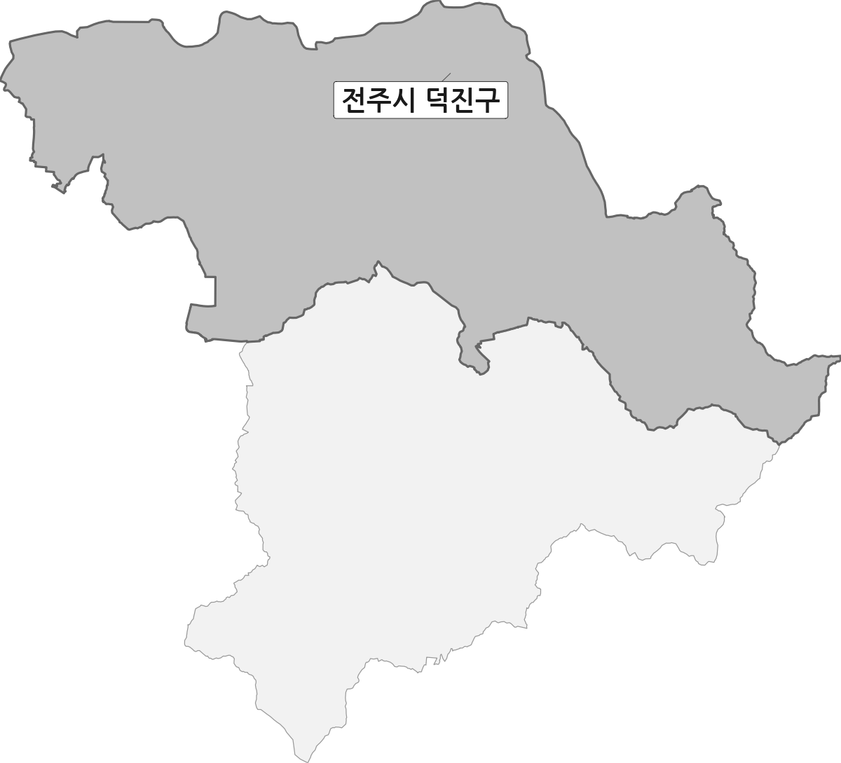 전북특별자치도 전주시 범위 내 덕진구 행정구역 경계 지도