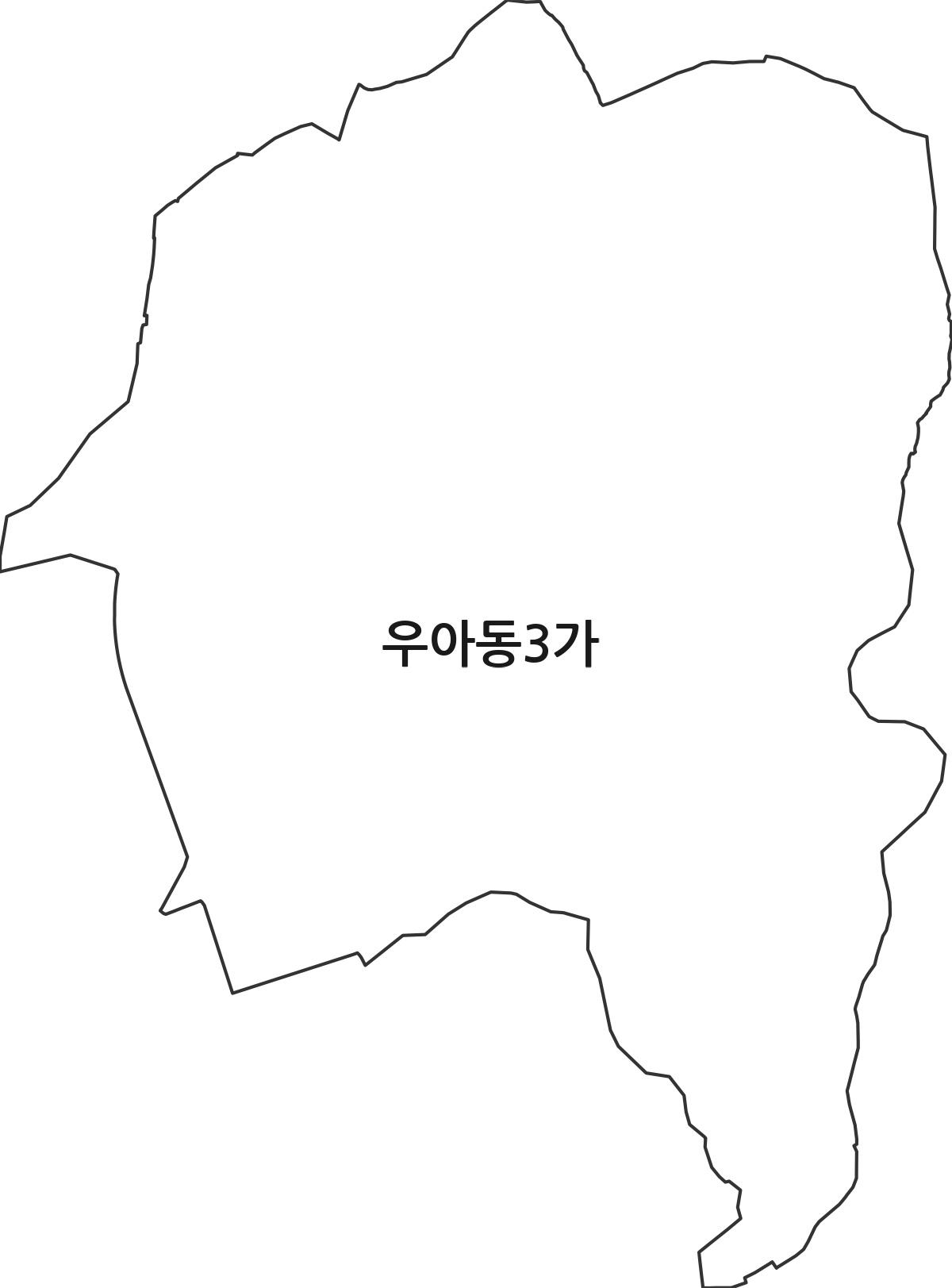 전북특별자치도 전주시 덕진구 우아동3가 법정동 행정구역 경계 지도