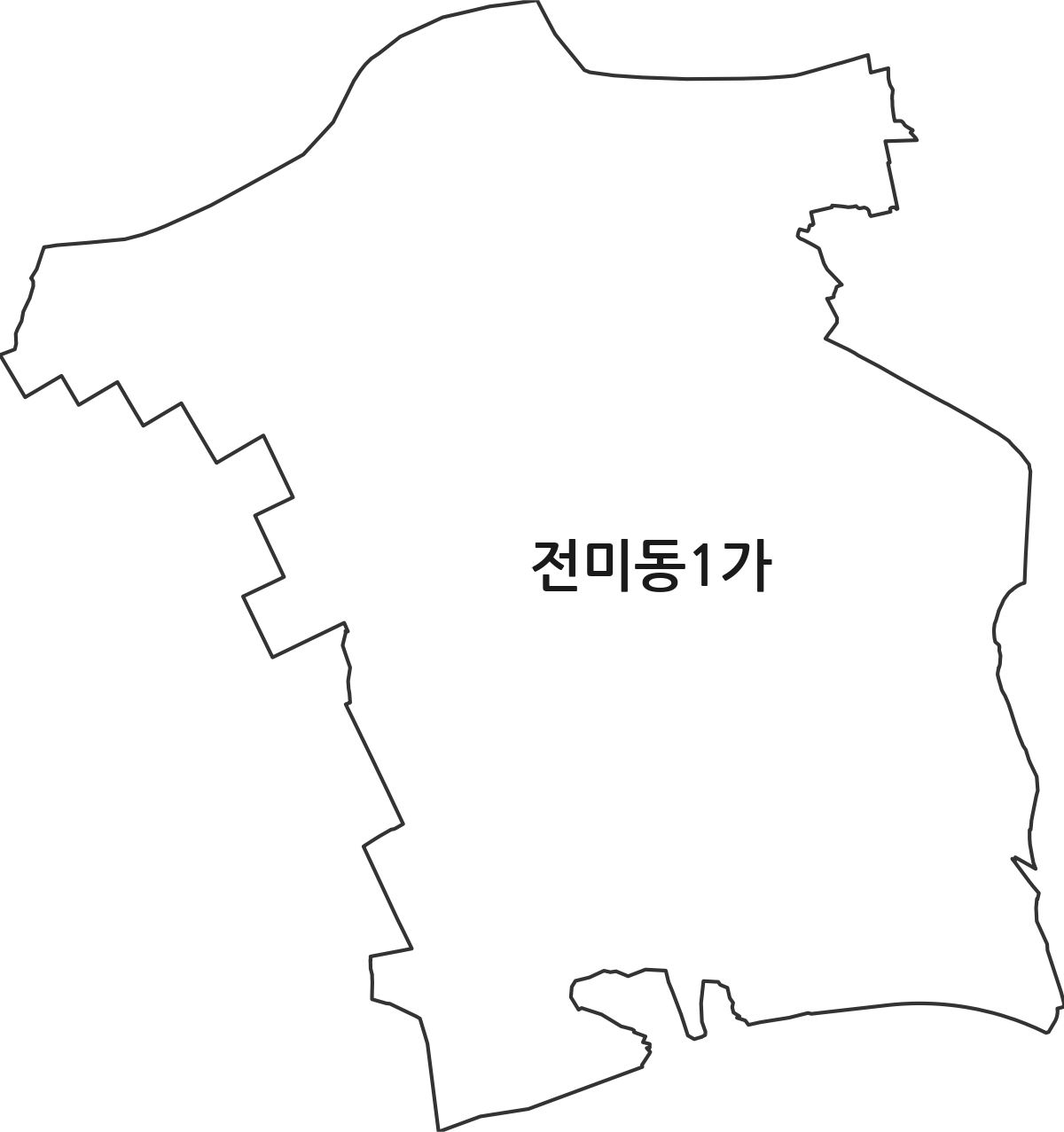 전북특별자치도 전주시 덕진구 전미동1가 법정동 행정구역 경계 지도