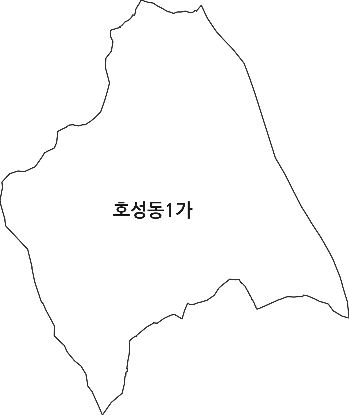 전북특별자치도 전주시 덕진구 호성동1가 법정동 행정구역 경계 지도