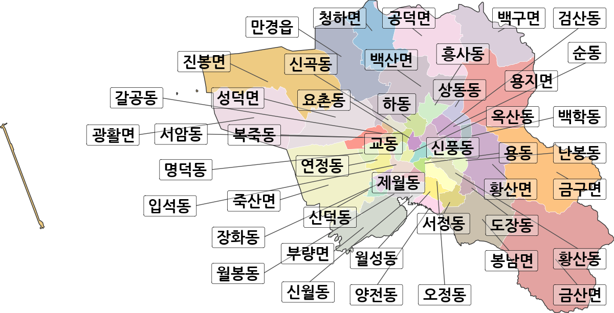 전북특별자치도 김제시 법정동 행정구역 경계 지도