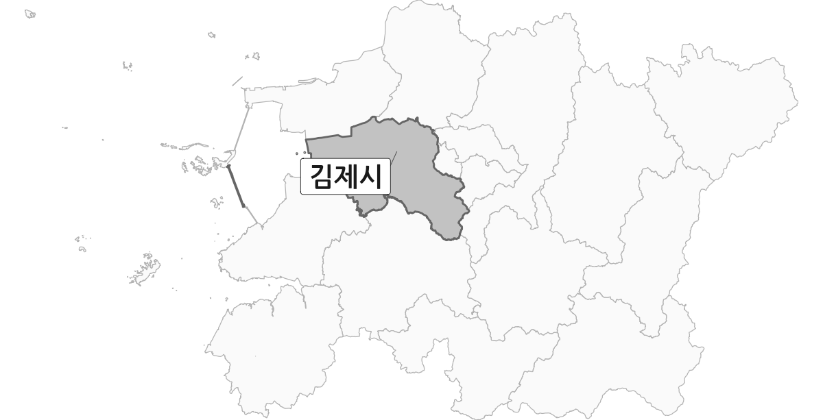 전북특별자치도 범위 내 김제시 행정구역 경계 지도
