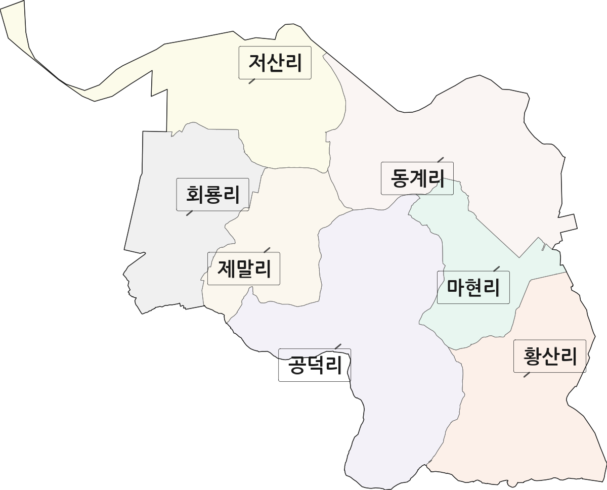 전북특별자치도 김제시 공덕면 법정동 리 구분 행정구역 경계 지도